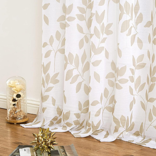 Leaf print white sheer - print,