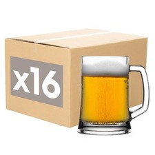 16x 500ml Pub Glass Beer Mugs with Handle Barware Stein Tankard Pint Glasses