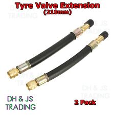 2x Flexible Rubber Tyre Valve Extension 210mm - Twin Wheel Lorry Van Bus Adapter