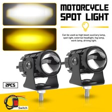 2x Motorcycle LED Headlight Fog Driving Spot Light Auxiliary Lamp Yellow White