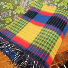 Retro bright Checked Primary Colours Dutch Holland Vintage blanket Bedspread