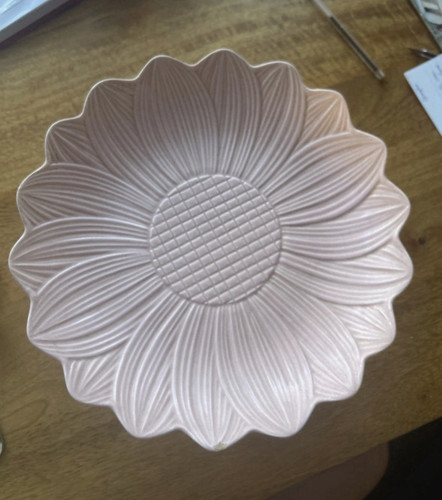 Pink ceramic round floral - pink,