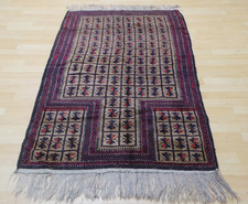 Afghan Carpet Rug Oriental Hand Made Wool Vintage Belouch 5ft 3" x 3ft 7"