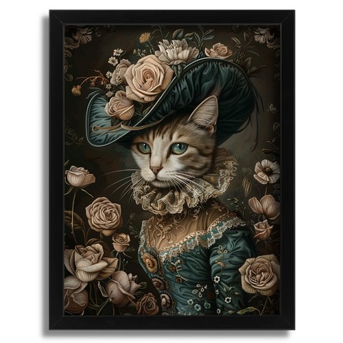 Elegant feline lady art - feline, print