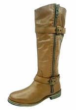 Kaleidoscope Ladies Womens Brown Leather Knee High Riding Zip Up Boots Size 6 39
