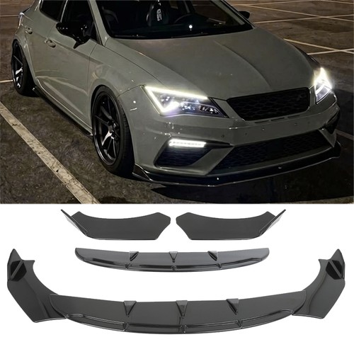 Gloss black front bumper lip - black,