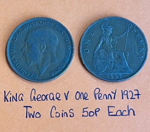 King george one penny coin - george,