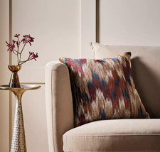 Habitat Velvet Jacquard Cushion 43x43CM Rust Distinctive Design For Sofa Bed New