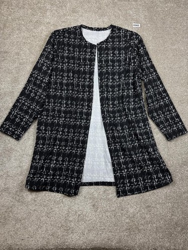 Black and white tweed open - black,