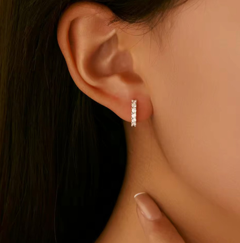 Dainty moissanite hoop - moissanite,