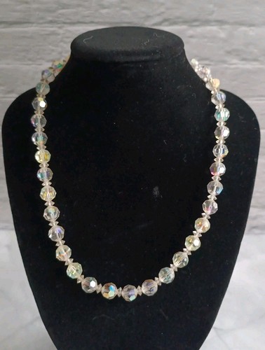 Beaded necklace vintage clear - beaded,