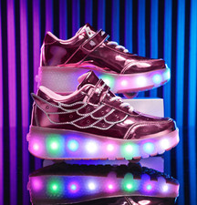 NEW LED Wheels Boys Girls Skates Trainers Kids 2 Wheels Flashing Roller Shoes