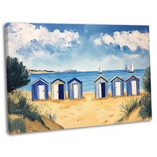 Beach huts canvas wall art - wall,