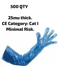 Polythene gauntlets blue - gauntlets, 5x