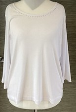 M&S sz 16 White Long Sleeve T Shirt  M&S White Top Tunic Embellished sz 16 46in