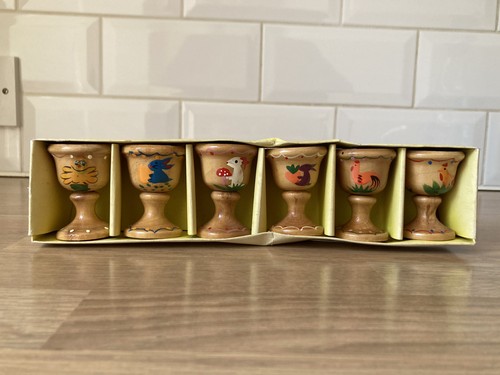 Vintage egg cups - egg, wooden