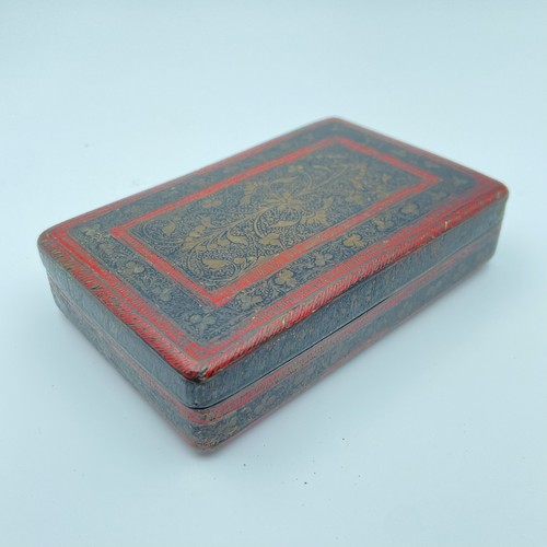 Antique brass box with - , red