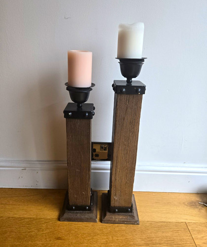Pair rustic wooden pillar - 🎁pair,