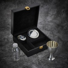 Pewter Communion Set Delux with Glass Bottle and Pewter Chalice