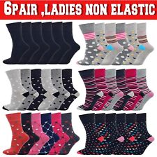 Ladies  Diabetic Socks Womans Gentle Non Elastic Loose Grip Soft Top 6 Pairs