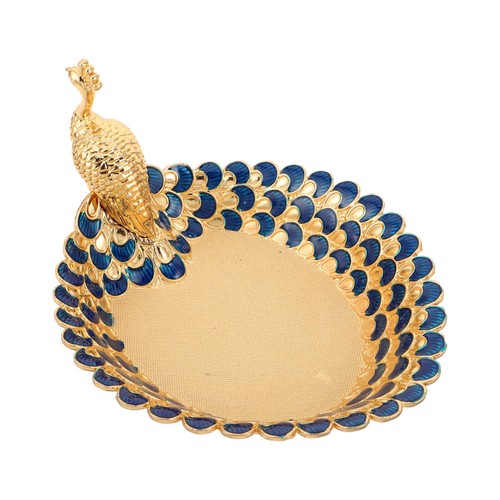 Gold metal peacock fruit plate - metal,