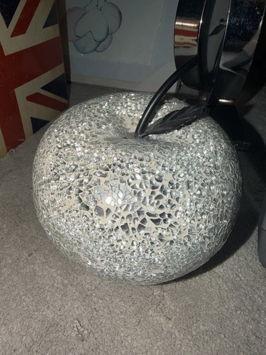 Silver glass mosaic apple - silver,
