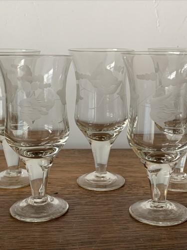 Vintage hand blown etched - blown,