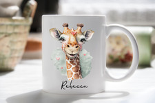 *FREE POSTAGE CUTE PERSONALISED NAME GIRAFFE SAFARI JUNGLE PRETTY MUG CUP GIFT