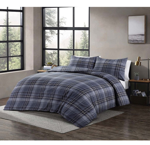 Wesley indigo tartan bedding - wesley,