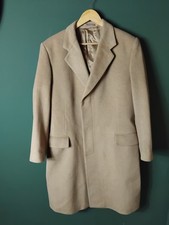 HARRODS Camel CASHMERE Vintage Berwin Double Breasted Overcoat Coat Jacket 42R