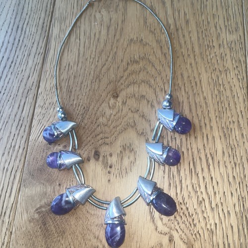 Purple amethyst necklace - purple,