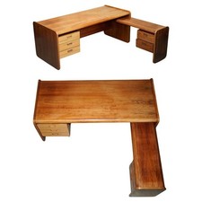 DANISH MID CENTURY MODERN BRAZILIAN WOOD OFFICE RIGHT CORNER DESK PART OF SUITE