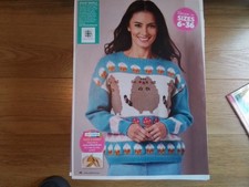 pusheen the cat jumper knitting pattern from magazine (17)c size 6to 36