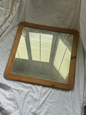 Vintage Mid-Century 1970s Rounded Sqaure Natural Pine Framed Mirror