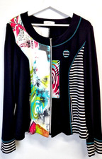 JORLI cardigan sweatshirt full zip stretch top Women's 44 UK 18 Viscose jacket 8