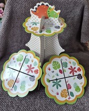 Reusable Cardboard 3 Tier Dinosaur-Themed Cupcake/Afternoon Tea Stand.