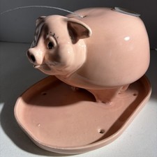 Pink Ceramic Pig Hanging Bird Feeder Figurine Sculpture Farmhouse Decor