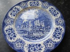 Vintage English Ironstone Tableware Old Inns Series Blue & White 25 x 25 cm