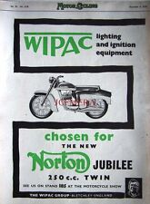 1958 NORTON 'Jubilee 250cc Twin' Motor Cycle AD - Original 'Wipac' Print ADVERT