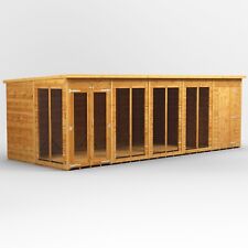 Summer house | Power Pent Summerhouse Garden Shed Combi l Sizes 14x4 to 20x8