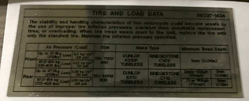 Kawasaki kr1 250 - kr1s, tyre