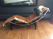 Le Corbusier Style LC4 Chaise Longue – Ponyskin & Chrome – Iconic Modernist