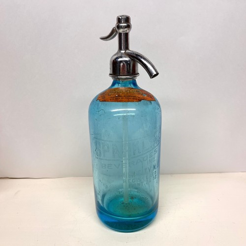 Antique blue glass seltzer - glass,
