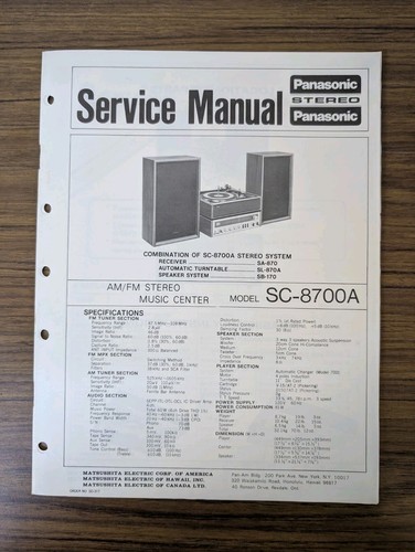 Panasonic model 8700a fm - panasonic, sc-8700a