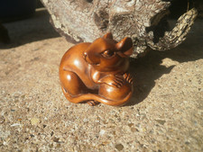 Hand Carved wood netsuke Mouse