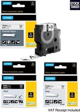 Genuine DYMO IND D1 Rhino Labels Industrial Vinyl Nylon 9mm 12mm 19mm (VAT Incl)