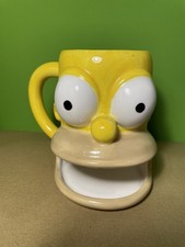 The Simpsons Homer Simpson 3D ceramic Mug Cup With Biscuit Holder. Vintage 2004