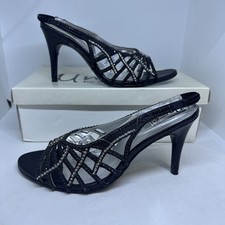 Unze Black Sparkle Heels Size