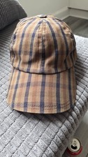 Aquascutum Men's Baseball Cap Brown Check Pattern Perfect Condition