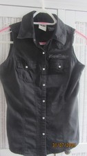 Genuine Ladies black Harley Davidson sleeveless top shirt , size xs 100% cotton
